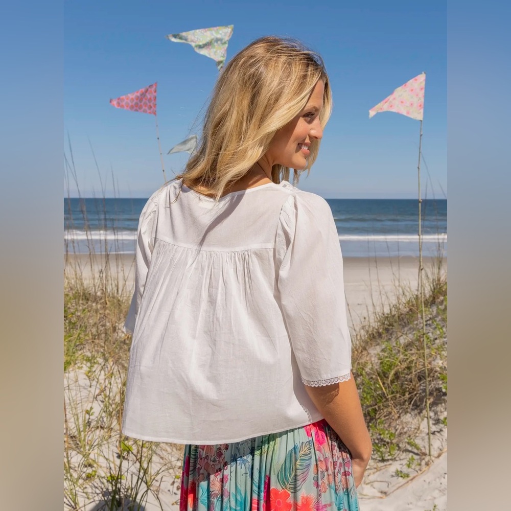 Natural Life White Cotton Lace Blouse - Picture 3 of 10